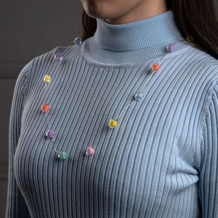 Светодиодные бусы Светодиодные бусы "Сердечки", 80 см, LED(1608)-16-4.6V, AG13x3 (в компл.), 3 режима, свечение тёплое белое