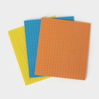 Салфетки из целлюлозы губчатые Доляна, тряпки для уборки, 15&times;17 см, 3 шт