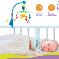 Мобиль музыкальный на кроватку &laquo;Жирафики&raquo;, работает от батареек