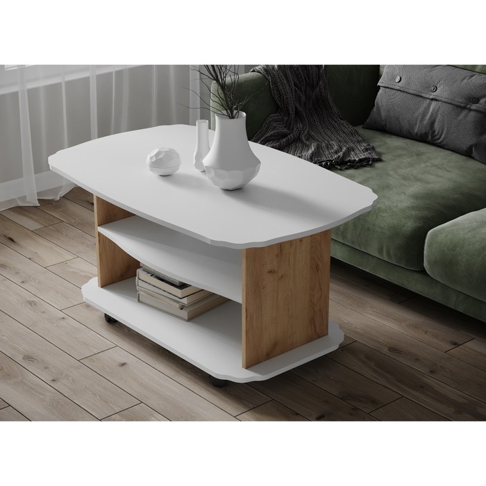 Журнальный стол Консул-2, 1000х650х560, Белый/Дуб крафт золотой Журнальный стол Консул-2, 1000х650х560, Белый/Дуб крафт золотой