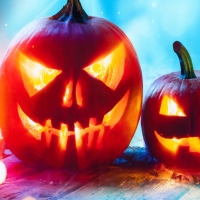 Фотофон винил "Тыквенные ночники" 80х125 см Фотофон винил "Тыквенные ночники" 80х125 см