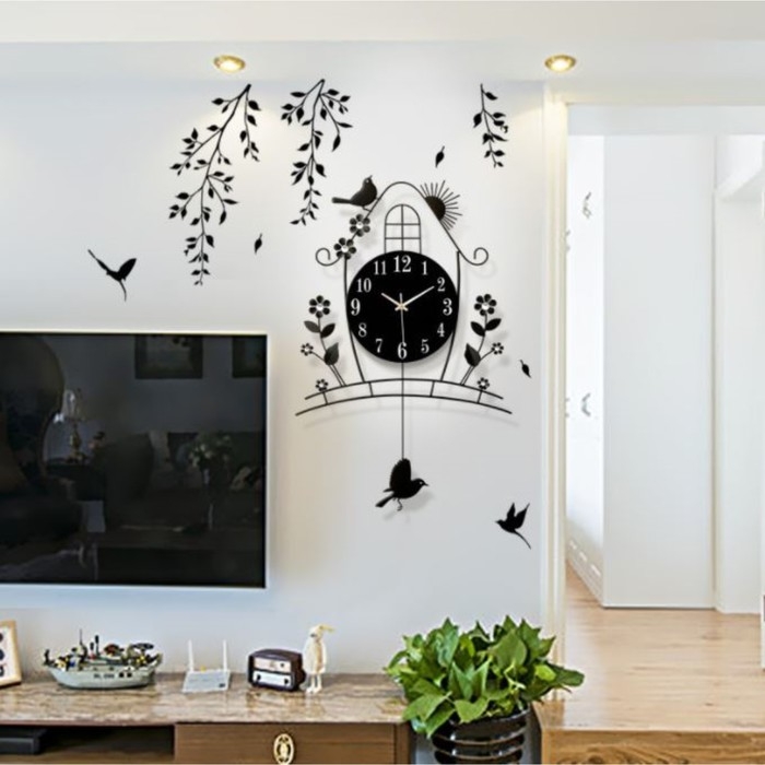 Часы настенные интерьерные, с маятником Часы настенные интерьерные, с маятником "Домик", бесшумные, 46 х 72 см