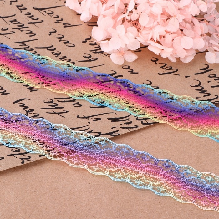 Кружево капроновое &laquo;Радуга волна&raquo;, 28 мм &times; 10 &plusmn; 1 м, цвет разноцветный №3