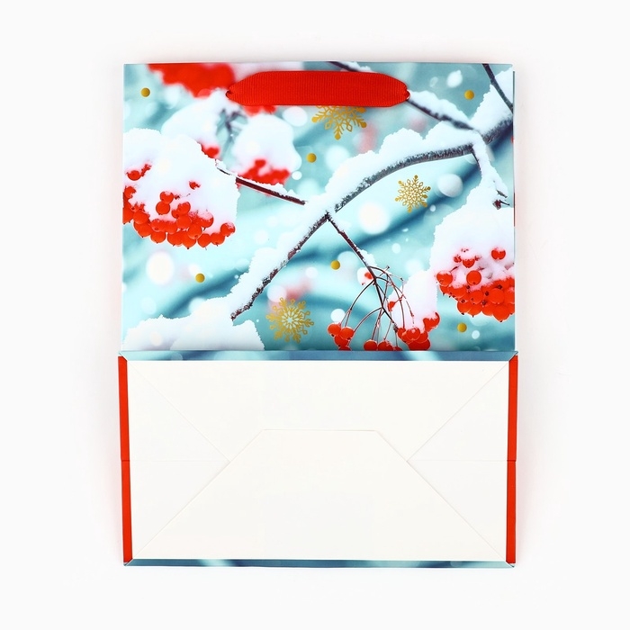 Пакет подарочный новогодний ламинированный &laquo;Рябина&raquo;, MS 23 x 18 х 10 см