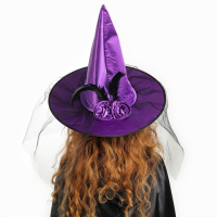 Карнавальная шляпа &laquo;Ведьмочка&raquo;, с фатой, р-р. 56-58, цвет сиреневый