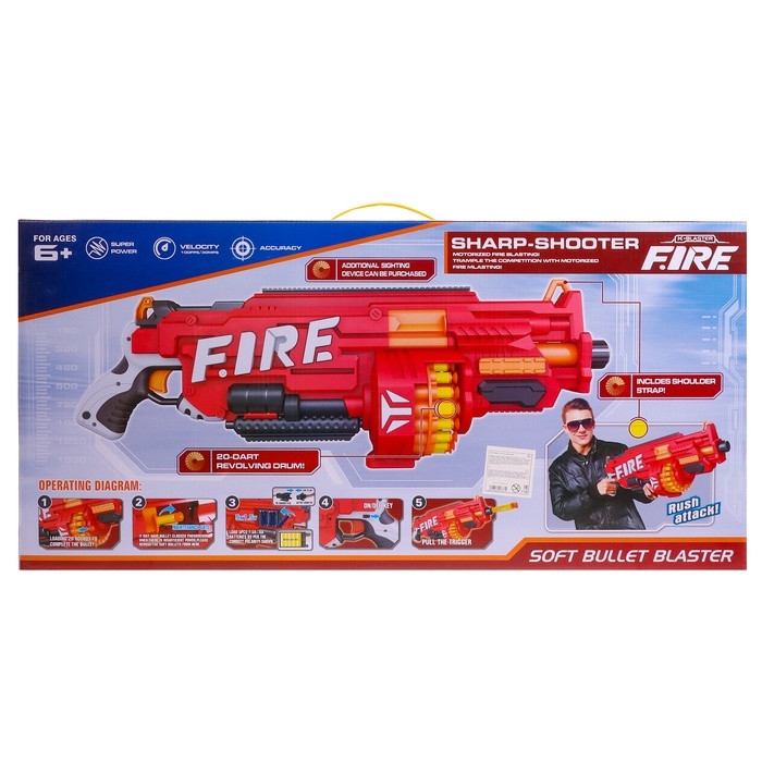 Бластер &laquo;Огненный&raquo;, стреляет мягкими пулями, работает на батарейках
