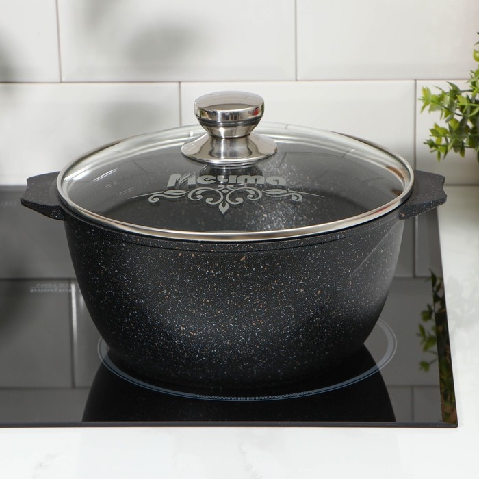 Кастрюля &laquo;Гранит Star&raquo;, 4 л, d=24 см, h= 12 см, антипригарное покрытие, цвет чёрный