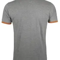 Рубашка поло мужская Pasadena Men 200 с контрастной отделкой, серый меланж/оранжевый, размер XL