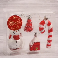 Украшение ёлочное "Забавы снеговика" (набор 4 шт) красный