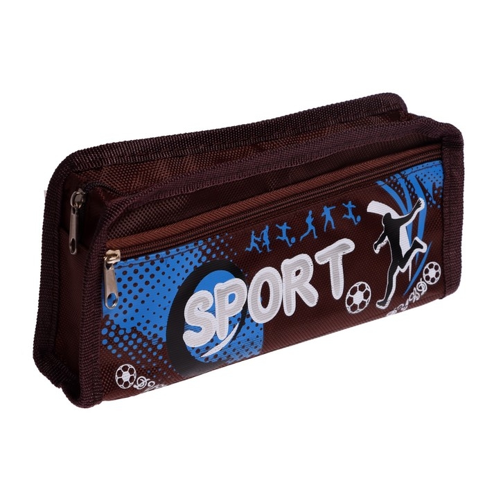 Пенал школьный на молнии 2 отделения "Спорт", МИКС