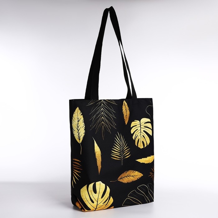 Шопер Шопер "Листья", 40х12х38 см, цвет чёрный