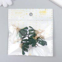 Декор текстиль "Цветок 2 цвета с жемчужиной. Хвойный и белый" набор 6 шт 3 см Декор текстиль "Цветок 2 цвета с жемчужиной. Хвойный и белый" набор 6 шт 3 см