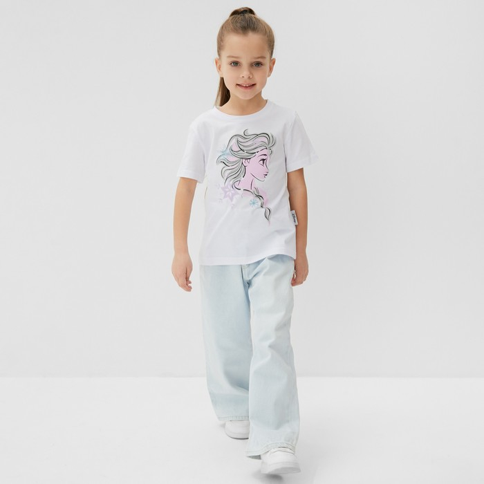 Футболка детская &laquo;Эльза&raquo;, Холодное сердце, рост 86-92, белый