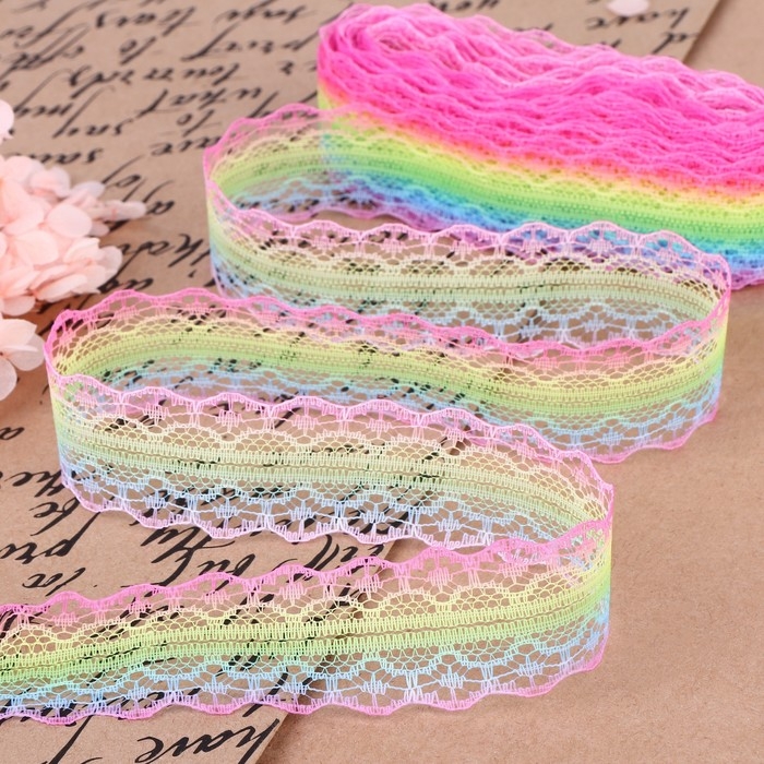 Кружево капроновое &laquo;Радуга нежная&raquo;, 28 мм &times; 10 &plusmn; 1 м, цвет разноцветный №2