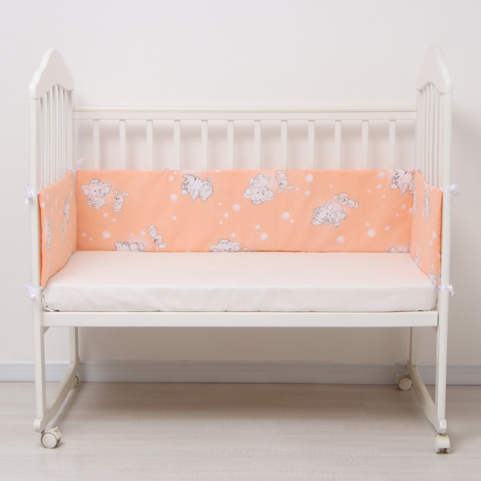 Бортик &laquo;Слонята&raquo;, 4 части (2 части: 30х60 см, 2 части: 30х120 см), цвет персик