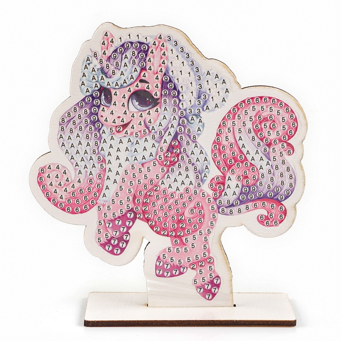 Алмазная мозаика для детей на деревянной фигурке &laquo;Единорожка&raquo;, 10 х 10 см, новогодний набор для творчества