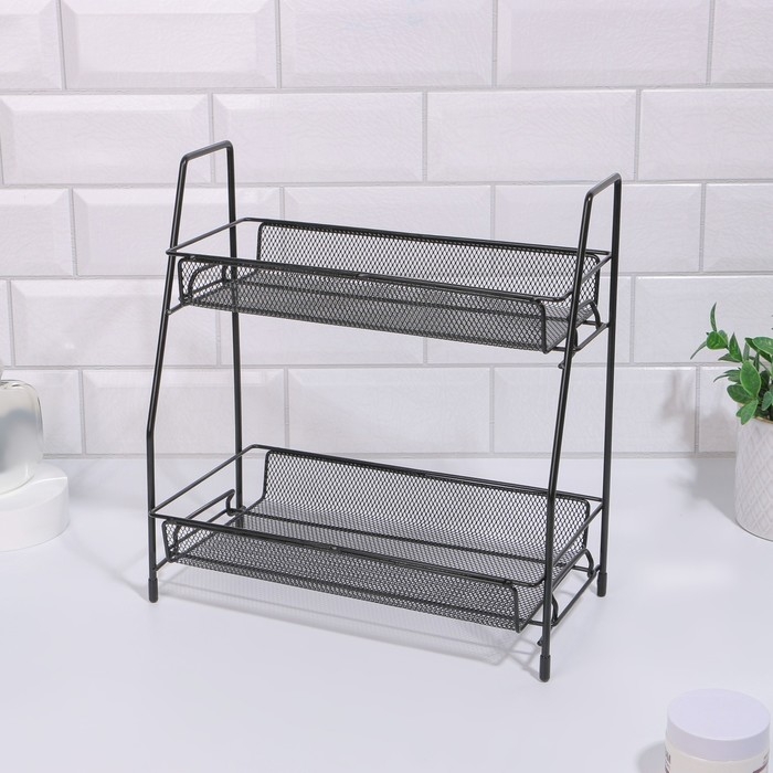 Органайзер для хранения косметических средств/принадлежностей, двухуровневый, 31 × 32 × 17 см, цвет чёрный Органайзер для хранения косметических средств/принадлежностей, двухуровневый, 31 × 32 × 17 см, цвет чёрный