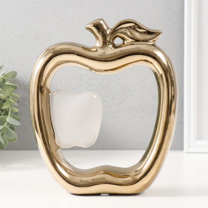 Сувенир керамика "Абстракция. Яблоки" золото с белым 17х5,5х20,5 см