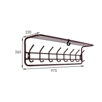 Вешалка настенная с полкой, 8 крючков, 97,5&times;22&times;26,5 см, цвет медный антик
