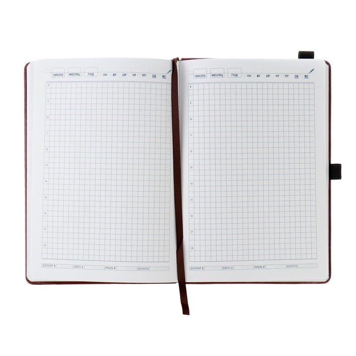Ежедневник недатированный А5, 140 листов в клетку, на резинке, обложка кожзам, МИКС