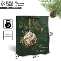 Новый год. Пакет подарочный новогодний ламинированный &laquo;С Новым годом&raquo;, ёлочные игрушки, M 26 х 30 х 9 см , Новый год