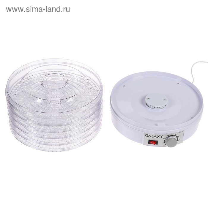Сушилка для овощей и фруктов Galaxy GL 2631, 350 Вт, 5 ярусов, 17 л, d=30 см, белая Сушилка для овощей и фруктов Galaxy GL 2631, 350 Вт, 5 ярусов, 17 л, d=30 см, белая