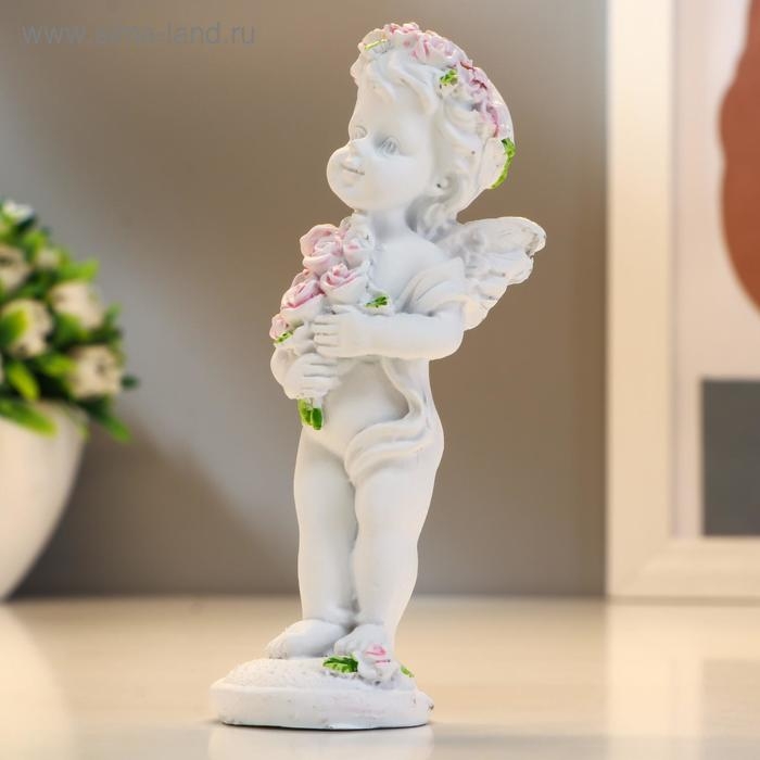 Сувенир полистоун Сувенир полистоун "Ангел в розовом венке с букетом роз" МИКС 10,5х3,8х3,5 см