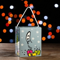 Новый год. Подарочная коробка кубик "Котенок", 12 х 12 х 15,5 см