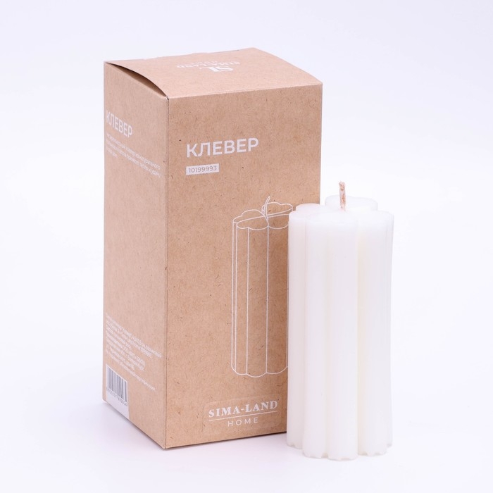 Свеча-цилиндр Свеча-цилиндр "Четырехлистник",4,5х10,5, пальмовый воск, белая, 6 ч Sima Home