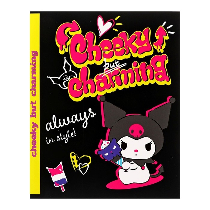 Тетрадь 48 листов в клетку Kuromi, обложка картон, soft-touch ламинация, белизна 92%, блок 60 г/м2, МИКС