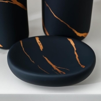 Набор аксессуаров для ванной комнаты Доляна &laquo;Зевс&raquo;, 3 предмета (мыльница, дозатор для мыла, стакан), цвет чёрный