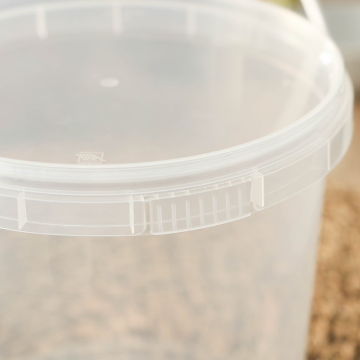 Ведро пластиковое одноразовое с крышкой &laquo;Для солений&raquo;, 1,5 л, d=14 см, прозрачное, 226 шт/уп.