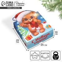 Коробка подарочная новогодняя складная &laquo;С Новым годом!&raquo;, медвежонок, 25 х 25 х 10 см, Новый год