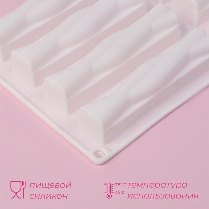 Форма для выпечки Доляна &laquo;Жгуты&raquo;, силикон, 28,5&times;16,5&times;2,3 см, 8 ячеек (12&times;2,7&times;2,3см) , цвет белый