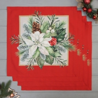 Набор новогодних салфеток Этель &laquo;Рождественский венок&raquo;, 40х40 см - 4 шт, хлопок, саржа