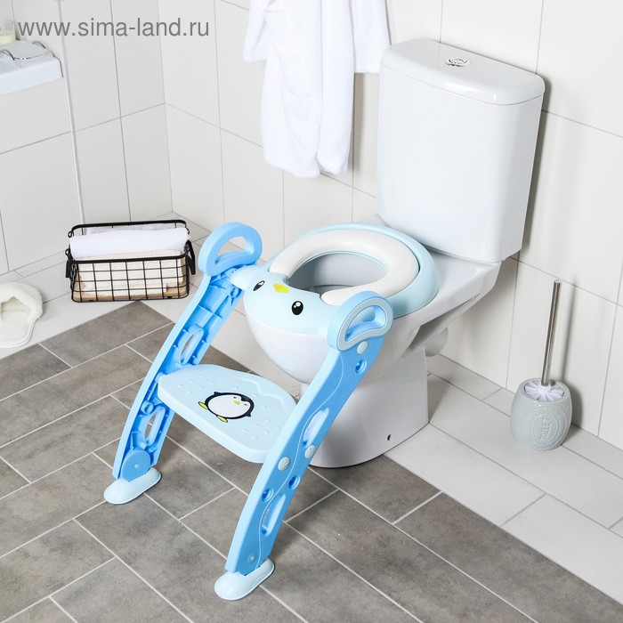 Детская накладка - сиденье на унитаз &laquo;Пингвин&raquo;, цвет голубой