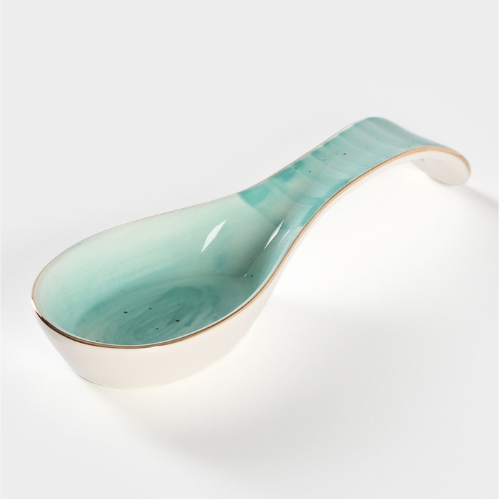 Подставка фарфоровая под ложку Доляна &laquo;Млечный путь&raquo;, 21,5&times;7,5 см, цвет бирюзовый