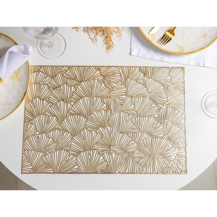 Салфетки сервировочные на стол Доляна &laquo;Веер&raquo;, 4 шт, 30&times;45 см, цвет золотой