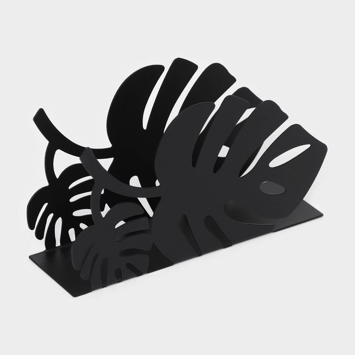 Салфетница Доляна &laquo;Листья&raquo;, 13&times;4&times;7,5 см, цвет чёрный