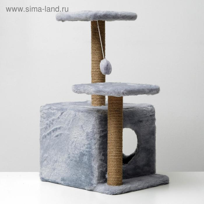 Домик для кошек с когтеточкой, квадратный, 3х-этажный, 45 &times; 47 &times; 75 см, серая