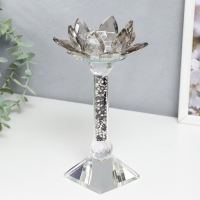 Подсвечник стекло на 1 свечу "Лотос с камешками" 20х12х10,5 см Подсвечник стекло на 1 свечу "Лотос с камешками" 20х12х10,5 см