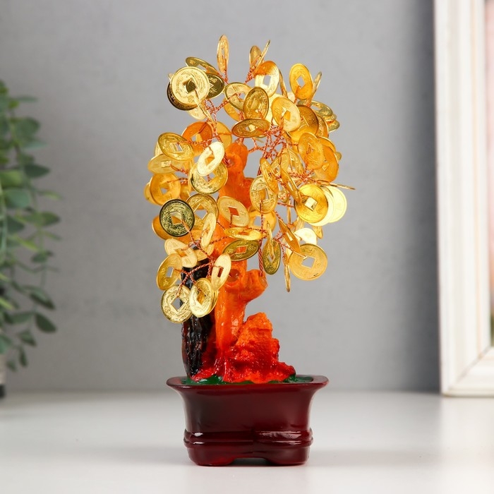 Сувенир бонсай "Денежное дерево" 63 монеты 19х16х8,2 см