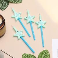 Свечи для торта, 4 шт "Волшебная палочка. Звёзды", голубой Свечи для торта, 4 шт "Волшебная палочка. Звёзды", голубой