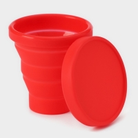 Стакан складной Доляна &laquo;Алан&raquo;, силикон, 190 мл, 8,5&times;9 см, цвет красный