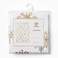 Скатерть "Этель" Золотые снежинки 149х180+/- 3см, 100% хлопок, 190г/м2