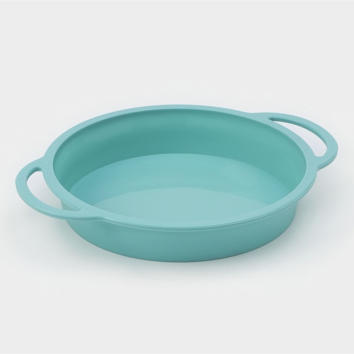 Форма для выпечки «Круг с ручками», силикон, 30,5×25×4,7 см (внутренний диаметр 24,7 см), цвет бирюзовый Форма для выпечки «Круг с ручками», силикон, 30,5×25×4,7 см (внутренний диаметр 24,7 см), цвет бирюзовый