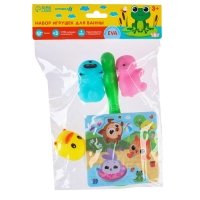 Набор игрушек для ванны &laquo;Кругляшики&raquo; + сачок + 3 пвх игрушки, Крошка Я