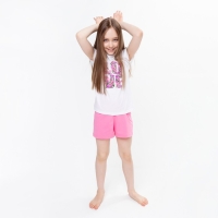 Комплект для девочки, цвет белый/розовый, рост 140 Комплект для девочки, цвет белый/розовый, рост 140