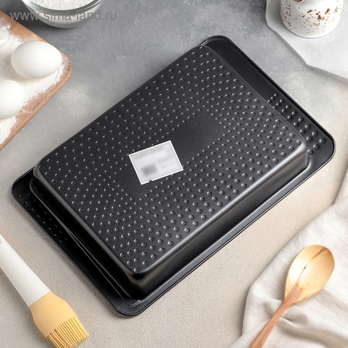 Противень Доляна «Прямоугольник. Вдохновение», 33×21,5×4 см, антипригарное покрытие, цвет чёрный Противень Доляна «Прямоугольник. Вдохновение», 33×21,5×4 см, антипригарное покрытие, цвет чёрный
