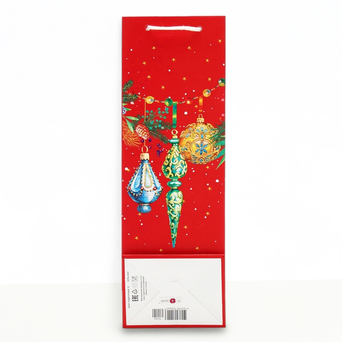 Новый год. Пакет подарочный Новый год. Пакет подарочный "Игрушки на ёлку", 12 х 36 х 8,5 см.